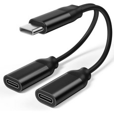 BOOSHOW Headphone Adapters듀얼 USB C 헤드폰 및 충전기 어댑터 고속 충전이 가능한 2in1 타입 오디오 동글 케이블 아이폰 15 시리즈용 스플리터 코드 - 아이폰dac