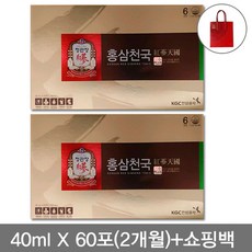 정관장 홍삼천국 40mlX60포(2박스) 6년근 홍삼+쇼핑백, 2box, 40ml