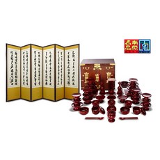 남원 춘향골 오리목 복제기37p+제기함+추사 산수화6폭병풍+제사상<증정품:향로상+퇴주그릇>, 1세트, 오리목복제기37+제기함+추사산수화6폭+80-120제사상