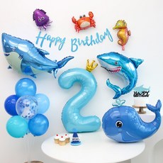 이벤트홀릭 상어 고래 풍선 생일파티세트, 숫자풍선 2 숫자풍선 2