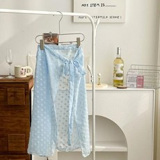레이어드스커트 Y2K 레이스 원사 커버 업 여성 꽃무늬 쉬어 메쉬 익스텐더 레이어링 타이업 랩 매칭 바지 핫