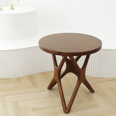 원목 카페 원형 인테리어 디자인 거실테이블 협탁 티테이블 뿌리, 브라운