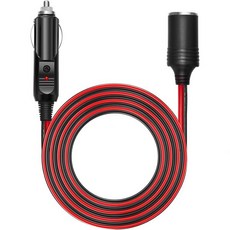 Chanzon 12V 24V 자동차 시가 연장 코드 15A 퓨즈가 12피트 6피트 UL 16AWG 케이블 타이어 인플레이터 클리너 어댑터용 고성능 DC 전원 플러그 커넥터 수컷, 6ft Cigarette Lighter Red-and-, Male Plug to Female Socket, 1개
