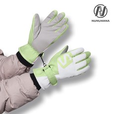 NUNUHANA 기모 스키장갑 스마트폰터치 방한 스키 보드장갑, 박하녹색