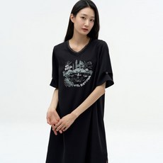 [지센 위비스] [지센] 프린트 자수 루즈핏 원피스 LCOPN522_BK