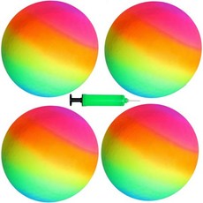 놀이터볼 아이들용 8.5인치 킥볼 실내외 피구 핸드볼 4각 공 운동장 경기, Rainbow * 4 - with Hand Pump - 실외놀이터
