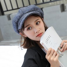 체크팔각모