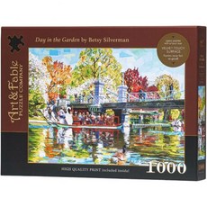 Art Fable Puzzle Company 유레카 퍼즐 아트 앤 우화 벳시 실버맨의 데이 인 더 가든 1000피스 파인 아트워크 프리미엄 성인 직소 Q1714263, 1개