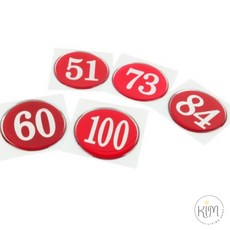 [킴샵] 원형 48MM 에폭시 번호판 레드 51-100 목욕탕 건물건축용, 91