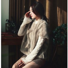 TaoBao 퍼 조끼 구매대행 인터넷 밀레코코아 정품 가을겨울 럭셔리 모조털 일체형