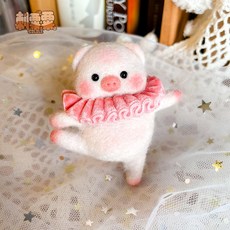 양모 펠트 니들 공예 자수 DIY울 재료 패키지 수공 발레 곰 키 체인 자동차 가방 매달려 선물, 만화 발레리나 돼지 재료 팩