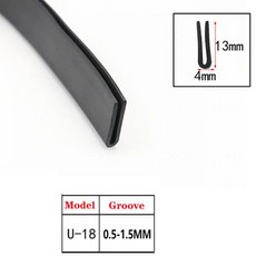 문보호대 1M 그루브 0.5mm ~ 40mm U 자형 고무 가장자리 씰링 스트립 검정색 보호대 자동차 문 유리 금속 패널 용, U-18, 18 U-18_01 1M
