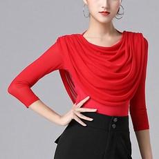 SR101 여성 시스루 라인댄스복 밸리댄스복 셔링 상의 G-61