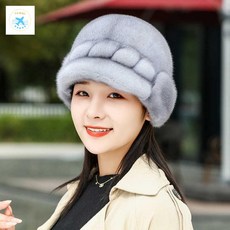 엄마 선물 리얼 모피모자 샤프카 할머니 방한모자 중년 귀마개 겨울 털모자 효도선물 여성용