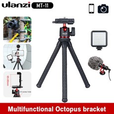 울란지 MT 11 여행 유연한 문어 휴대 전화 DSLR 삼각대 2 in 1 Foldable Extend 1/4 "Magic Arm Led 비디오 라이트 용 나사|라이브 삼각대|, 1개, MT-11 PTZ, 단일