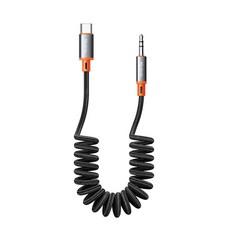맥도도 C타입 to 3.5mm AUX 오디오 변환 케이블 코일형, 블랙, 1개