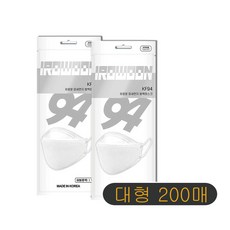 이로운 KF94 황사방역마스크 대형 개별포장 200매, 화이트, 200개