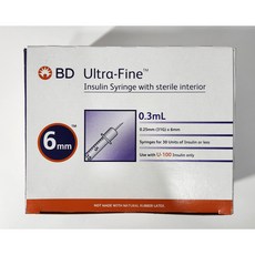 BD울트라파인 0.3ml 인슐린 주사기 6mm 31G, 1개