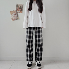 체크무늬바지