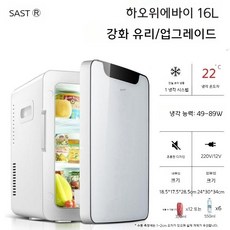 12L 미니 냉장고 소형 가정용 냉동 화장품, 16L 흰색 강화유리 도어 자동차 홈 겸용