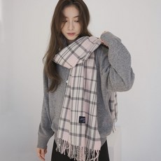 얼모스트블루 커들 체크 롱 겨울 여성 머플러 목도리