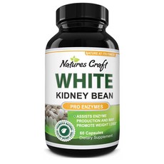 Natures Craft White Kidney Bean Carb Blocker 네이쳐스 크래프트 화이트 키드니 빈 프로 엔자임 캡슐 60정, 1개, 1병