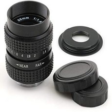 Pixco C 마운트 카메라용 25mm F1.4 CCTV 렌즈 + 16mm 필름 마이크로 포서드 43 카메라
