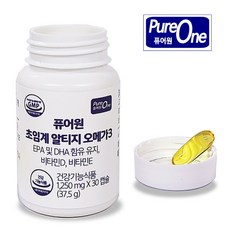 퓨어원 초임계알티지오메가3 거품을 뺀 순수 EPA와 DHA+비타민D 비타민E 함유 가성비 높은 국민 rTG 오메가3, 1개, 30정