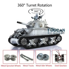 RC탱크Heng Long-1/16 스케일 TK7.0 업그레이드 M4A3 셔먼 RTR RC 탱크 3898 W/ 360 ° 터릿 TH17675, 03 White