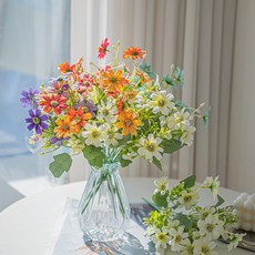 화예원 마가렛 데이지 꽃 성묘 조화 꽃다발, 4개, 오렌지 4개, 오렌지