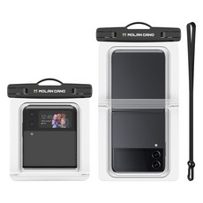모란카노 IPX8 Z플립 핸드폰 방수팩 + 넥스트랩, 블랙, 1세트