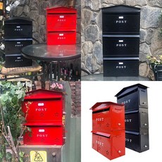벽걸이우편함 주택우체통 2단 3단, 4.벽걸이우편함3세대 검정 우측문