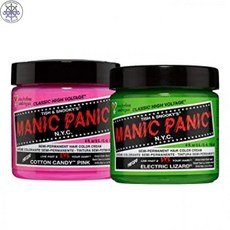 [ MANIC PANIC ] 전기 도마뱀 머리 염색과 함께 매니닉 공황 면화 사탕 핑크 머리 염색 묶음, 1개, One Color_One Size