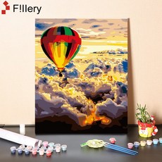 FiIIery DIY명화그리기 피포페인팅 풍경화 인물화그리기 그림그리기 세트 40 x 50cm, 136-열기구의 여행 A