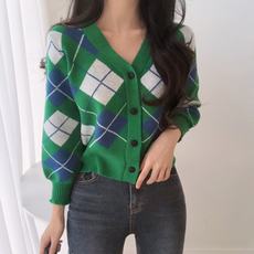 초록색가디건