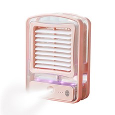 RUN Home 휴대용 무선 선풍기 미니 핸디 쿨링 에어컨 캠핑 탁상용 무소음 충전용 핑크색