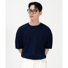라운드 넥 하프 니트 NAVY