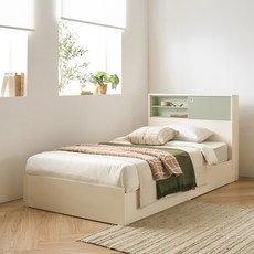 리바트 커먼베드 슬라이딩 서랍형 슈퍼싱글 침대 프레임, 선반형 (화이트선반+화이트도어)