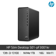 HP 슬림라인 데스크탑 블랙 S01-PF3000KR i5-13400 (RAM 16GB 구성+SSD 1TB 변경)