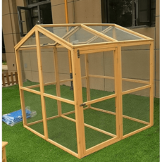 조립식 동물 케이지 대형 원목 닭장 조류 만들기 토끼 DIY 오리 메추리 새장 사육장 울타리, M사이즈 (49메쉬망) + 휠 + 트레이 포함, 1개