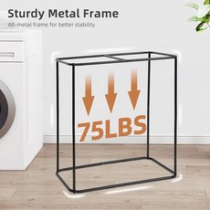 STORAGE MANIAC 이중 세탁 바구니 뚜껑 및 탈착식 세탁 가방이 있는 136L 세탁 분류기 옷 바구니 세탁실 옷장 욕실용 손잡이가 달린 대형 2섹션 세탁 바구니 블랙