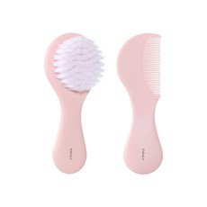 히엘hiel 빗트세트 FASOLA 영아 케어 배냇 털 가다 머리때 헤드 브러시 콤비네이션 룩, 핑크