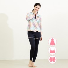 베이직 엘르 베이직엘르 여성인 루즈핏 반집업 래쉬가드 비치웨어 세트 BEL-W210A