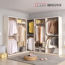 레이디가구 이안 드레스룸 코너형 4400, 크림아이보리