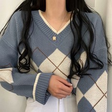 터키 아가일 루즈핏 니트
