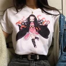Kamado Nezuko 프린트 티셔츠 여성 일본 애니메이션 악마 슬레이어 카와이 그래픽 티즈 Unisex Funny Tops