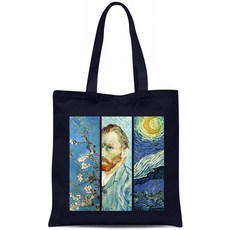 모든 Sas Van Gogh Shopper Bag 100 % 코튼 캔버스 프린트 이태리 제