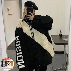 양털 집업 뽀글이 후드 여성점퍼 자켓 겨울 루즈핏 + 양말 증정
