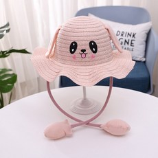 어린이 버킷 모자 움직이는 귀 귀여운 만화 장난감 밀짚 모자 소년 소녀 재미 있는 모자 생일 선물 야외 선 스크린 여름 모자 모자