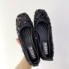 슈즈몽몽 여성 봄신상 발편한 신발 여자 단화 스팽글 플랫슈즈